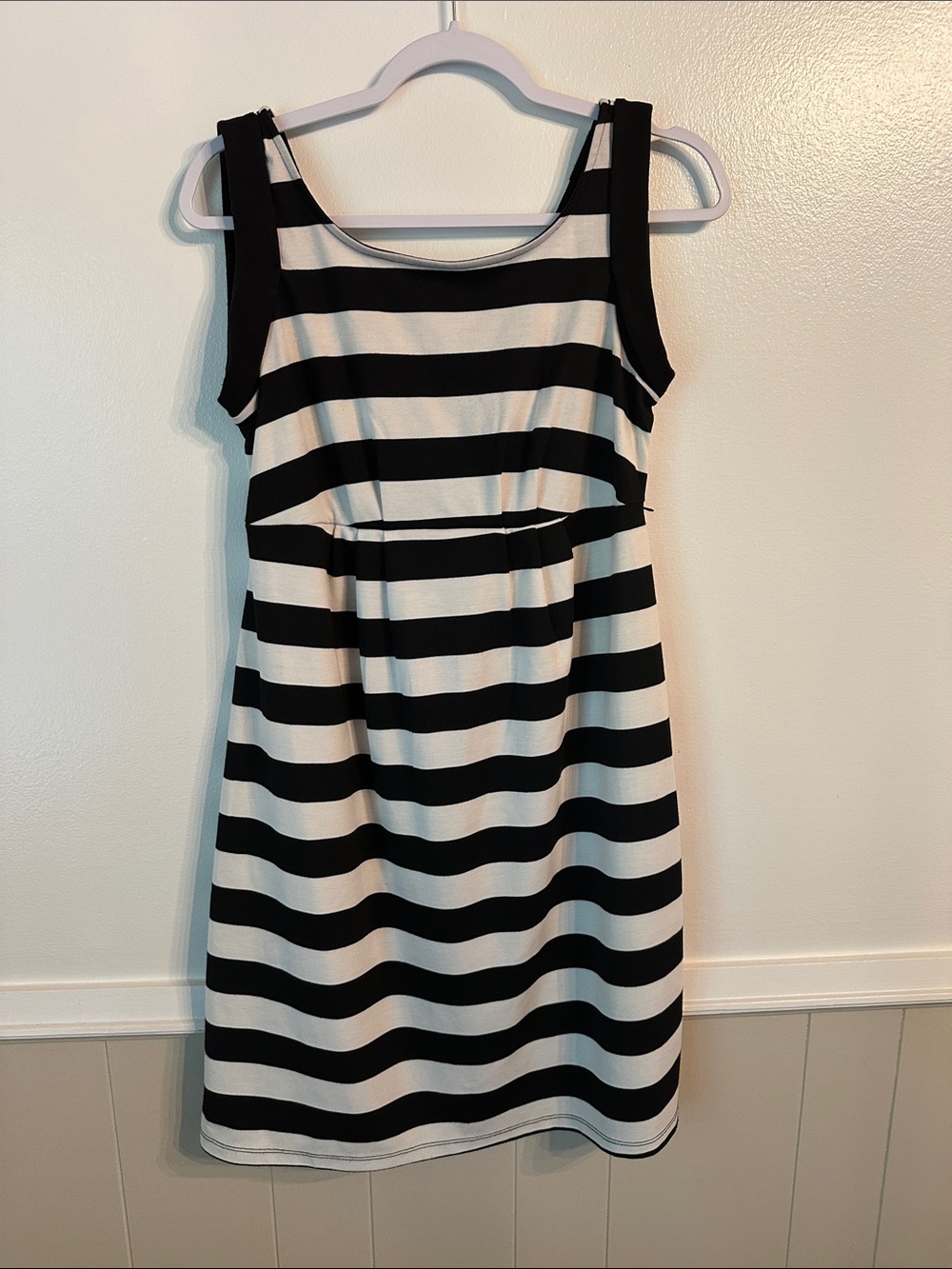 Motherhood Black & White Striped Sleeveless Midi Dress